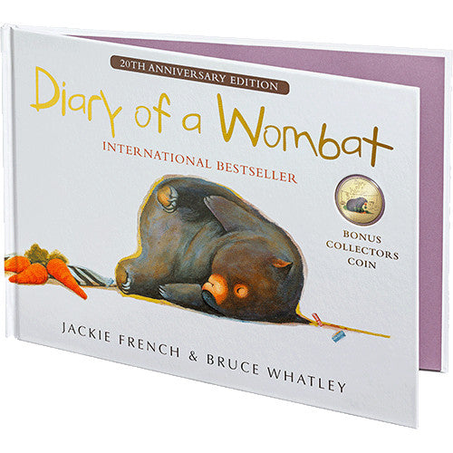 2022 20c 20th Anniversary of Diary of a Wombat - Deluxe Edition Book & Gold Plated Coin in Card