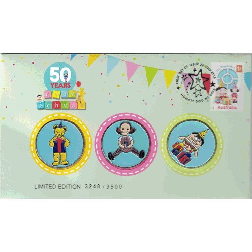 2016 50th Anniversary of Play School Coloured 3 Medallion Cover PNC