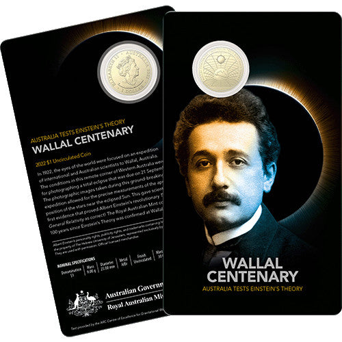 2022 $1 Wallal Centenary - Australia Test Einstein's Theory Al/Br Uncirculated Coin in Card RAM Card