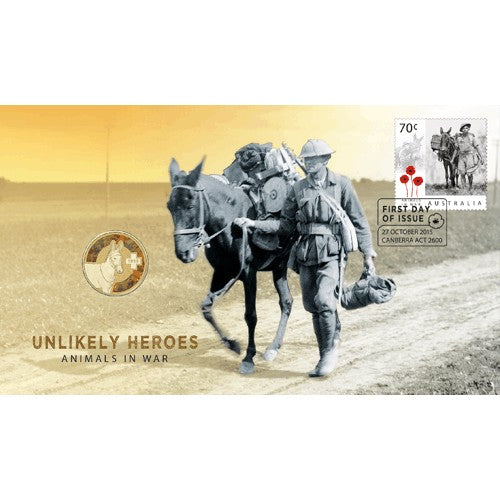 2015 $1 Unlikely Animal Heroes Murphy the Donkey Coin & Stamp Cover PNC