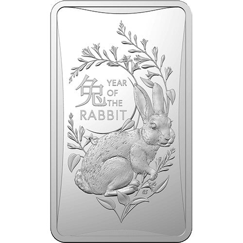 2023 $1 Year of the Rabbit 1/2oz Silver Frosted Ingot