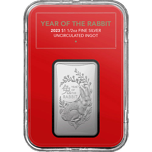 2023 $1 Year of the Rabbit 1/2oz Silver Frosted Ingot