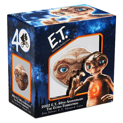 2022 $5 Niue ET E.T. 40th Anniversary The Extra-Terrestrial 2oz Silver E.T. Face Shaped Coin