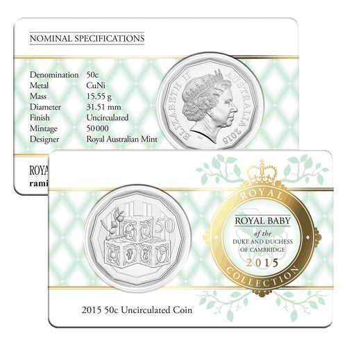 2015 50c Royal Baby Princess Charlotte Uncirrculated Coin in Card