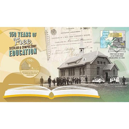 2022 $1 150 Years of Free Education Coin & Stamp Cover PNC