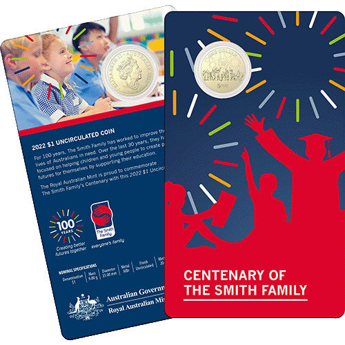 2022 $1 Centenary Smith Family Al/Br Uncirculated Coin in Card