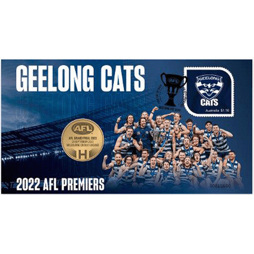 2022 AFL Premiers Geelong Cats (Coin Toss) Limited Edition Medallion & Stamp Cover PNC