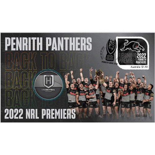 2022 NRL Premiers Penrith Panthers (Coin Toss) Limited Edition Medallion & Stamp Cover PNC