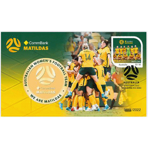 2022 Matildas CommBank Limited Edition Medallion & Stamp Cover PNC