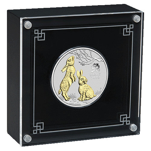 2023 $1 Lunar Year of the Rabbit 1oz Silver Gilded Coin