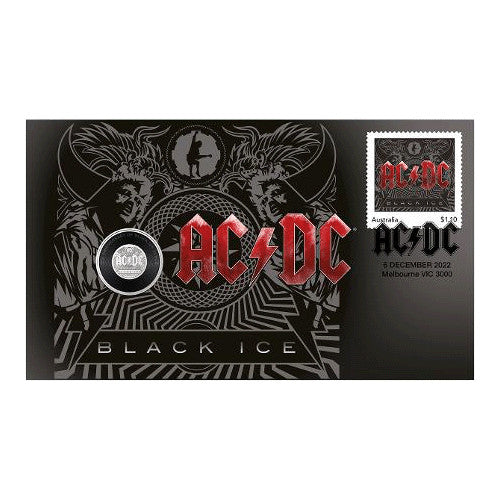 2023 20c AC/DC Black Ice Coin & Stamp Cover PNC