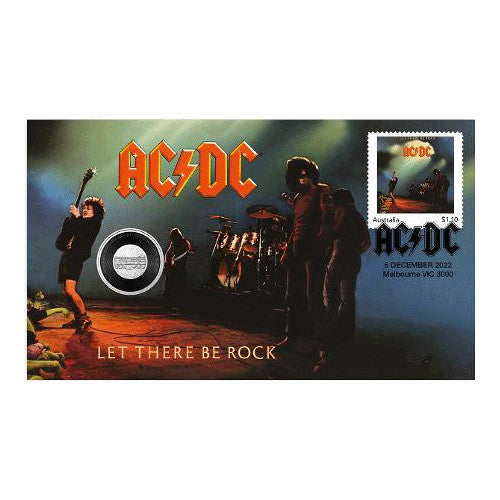 2022 20c AC/DC Let There Be Rock Coin & Stamp Cover PNC