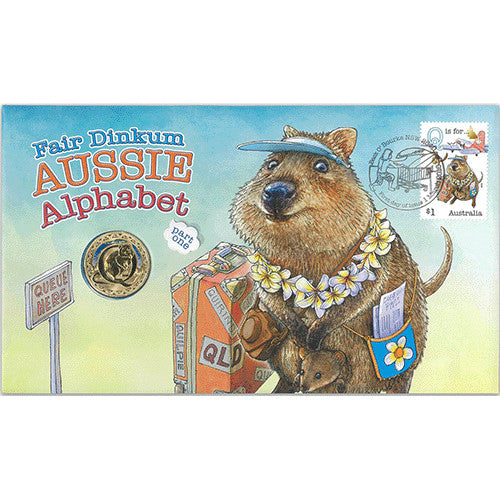 2016 $1 Fair Dinkum Aussie Alphabet Part One Q Coin & Stamp Cover PNC