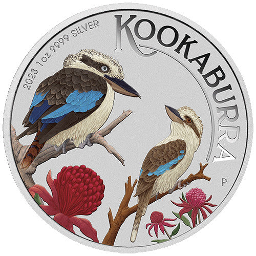 2023 $1 World Money Fair - Coin Show Special Australian Kookaburra 1oz Silver Coloured Coin