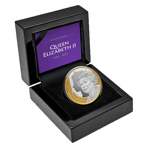 2022 $1 Queen Elizabeth II Tribute Gold Plated 1oz Silver Proof Coin