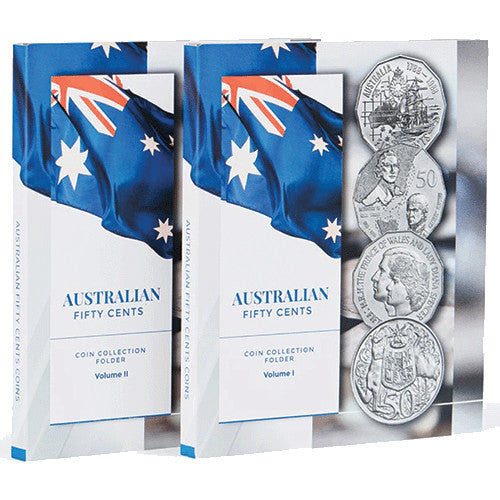 Australian 50c Circulating Coin Collection Album Folder Volume 1 & 2 - Modern Album