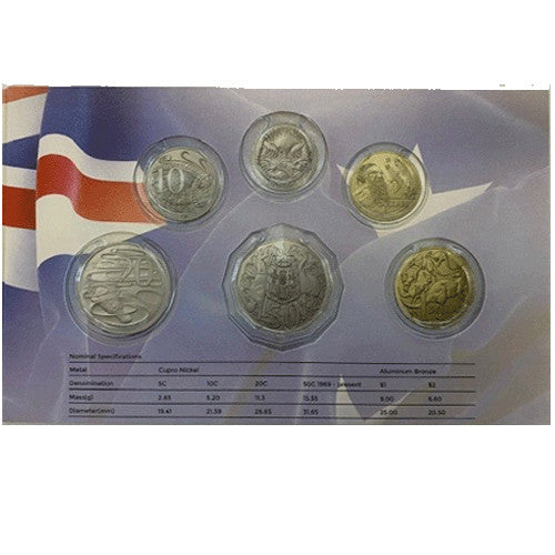 Australian Decimal Currency Souvenir Six Coin Year Set - Modern Album Inside