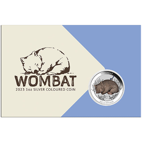 2023 $1 Australian Wombat 1oz Silver Coloured Coin in Card