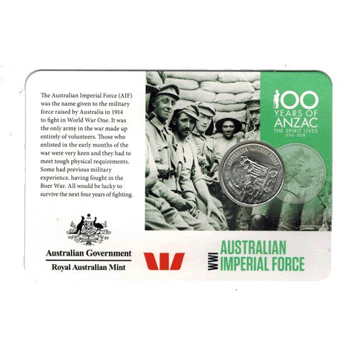 2015 20c ANZAC Centenary Australian Imperial Force Legacy/Newscorp Issue Unc Coin in Card