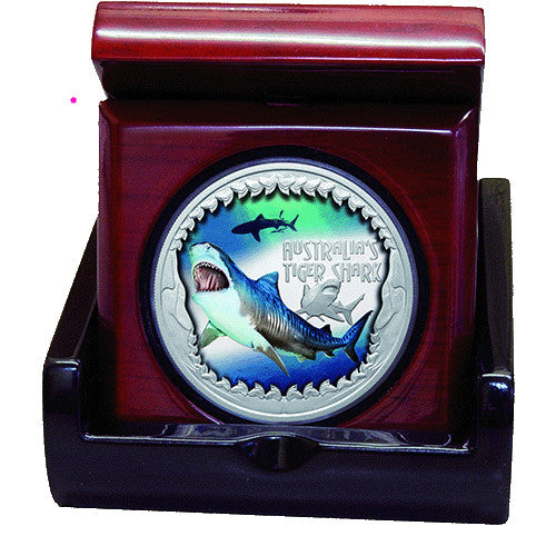 2023 $1 Deadly & Dangerous Series - Tiger Shark 1oz Silver Proof Coin in Case