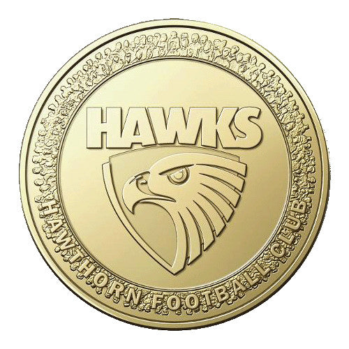 2023 $1 AFL Hawks Football Club Collectible Uncirculated Coin in Card