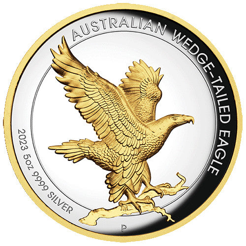 2023 $8 Australian Wedge Tailed Eagle 5oz Silver Proof High Relief Gilded Coin