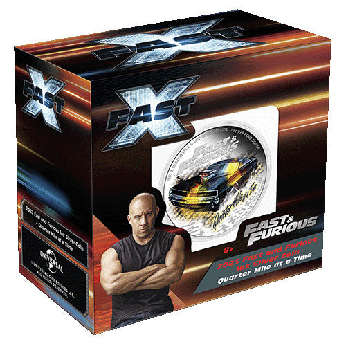 2023 $2 Fast & Furious 1oz Silver Proof Coloured Coin - Quarter Mile at a Time