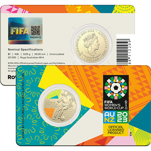 2023 $1 FIFA Women's World Cup Australian & New Zealand Al/Br Coloured Uncirculated Coin in Card