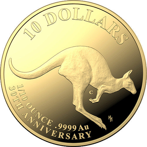 2023 $10 30th Anniversary of the Kangaroo Series - Mob of Thirty 1/10oz C Mintmark Gold Proof Coin