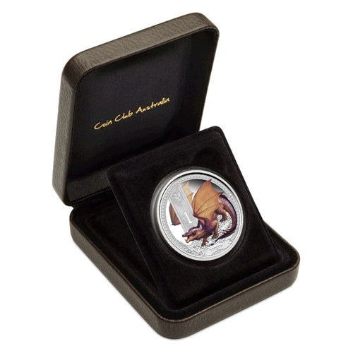 2014 $1 Mythical Creatures - Dragon 1oz Silver Proof Coin & Postcard