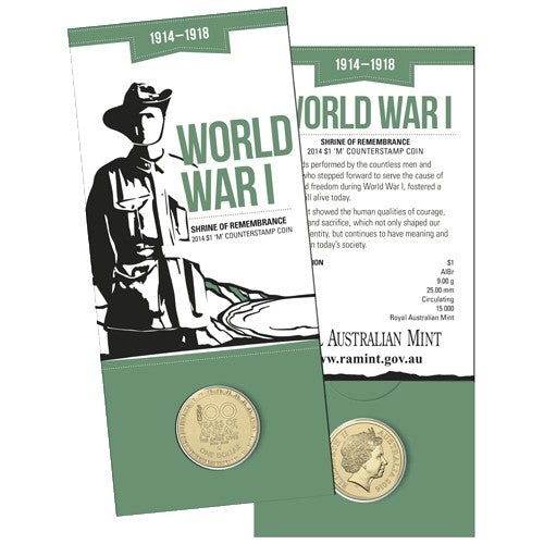 2014 $1 100 Years of ANZAC M Counterstamp