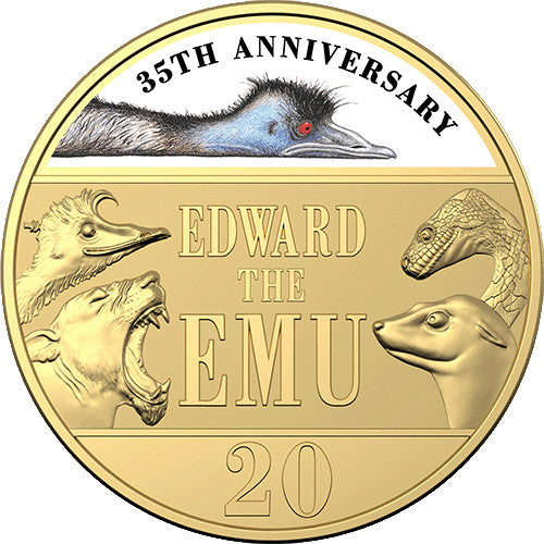 2023 20c 35th Anniversary of Edward the Emu - Deluxe Edition Book & Cu/Ni Gold Plated Coin