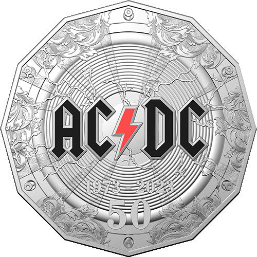 2023 50c 50th Anniversary of AC/DC Cu/Ni Coloured Uncirculated Coin