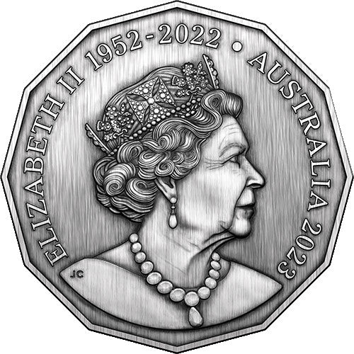 2023 50c 50th Anniversary of AC/DC Silver Antiqued Coin in Case