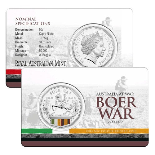 2014 50c Australia at War Series - Boer War Unc Coin in Card