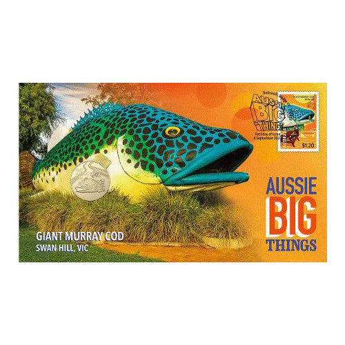 2023 $1 Aussie Big Things Giant Murray Cod Coin & Stamp Cover PNC