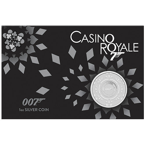 2023 $1 James Bond Casino Royale Casino Chip 1oz Silver Coin in Card