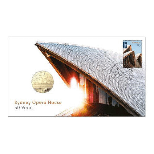 2023 50c 50th Anniversary of Sydney Opera House Coin & Stamp Cover PNC