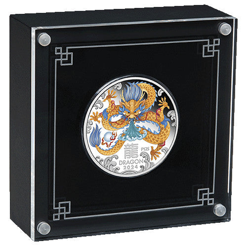 2024 $1 Australian Lunar Series III Year of the Dragon 1oz Silver Proof Coloured Coin