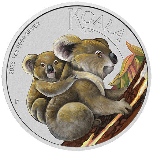 2023 $1 Perth National Stamp and Coin Exhibition Koala 1oz Silver Coloured BU Coin 