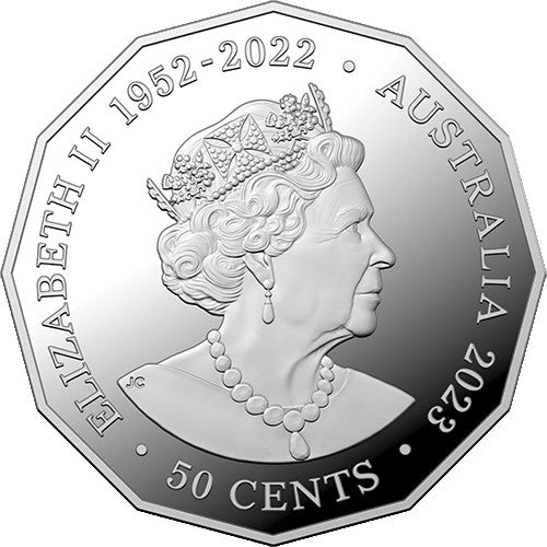 2023 50c Elizabeth Regina - HM Queen Elizabeth II Commemoration Fine Silver Proof Coin Obverse