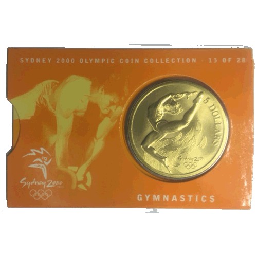 2000 $5 Sydney Olympic Games Gymnastics Unc Coin in Card