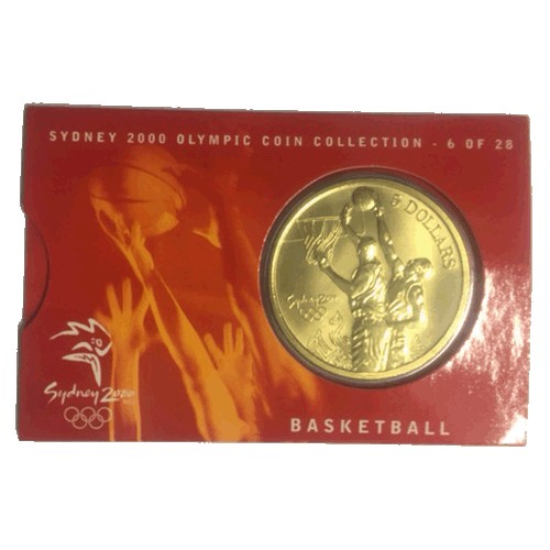 2000 $5 Sydney Olympic Games Basketball Unc Coin in Card