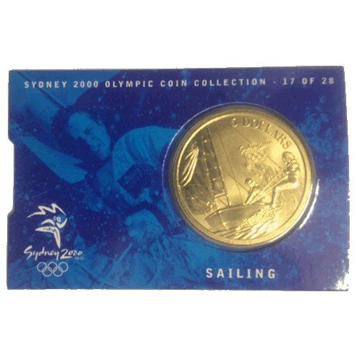 2000 $5 Sydney Olympic Games Sailing Unc Coin in Card