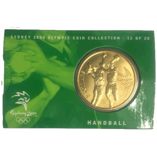 2000 $5 Sydney Olympic Games Handball Unc Coin in Card