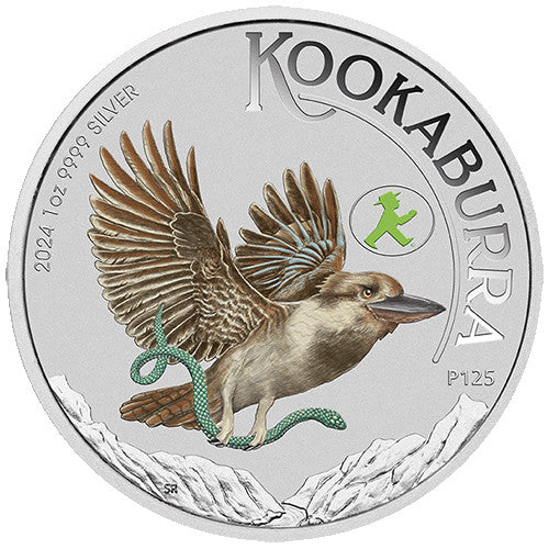 2024 $1 World Money Fair - Coin Show Special Australian Kookaburra 1oz Silver Coloured Coin in Card Ampelmann Privy Mark Coin Only