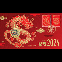 2024 $1 Happy Chinese New Year Coin & Stamp Cover PNC