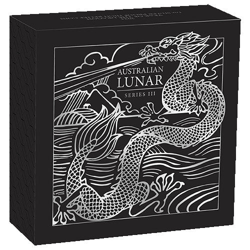 2024 $1 Australian Lunar Series III Year of the Dragon 1oz Silver Proof High Relief Coin Shipper