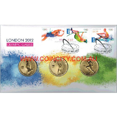 2012 $1 London Olympics Coin & Stamp Cover PNC