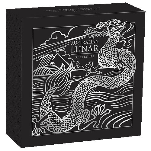 2024 $2 Australian Lunar Series III Year of the Dragon 2oz Silver Antiqued Coin Shipper